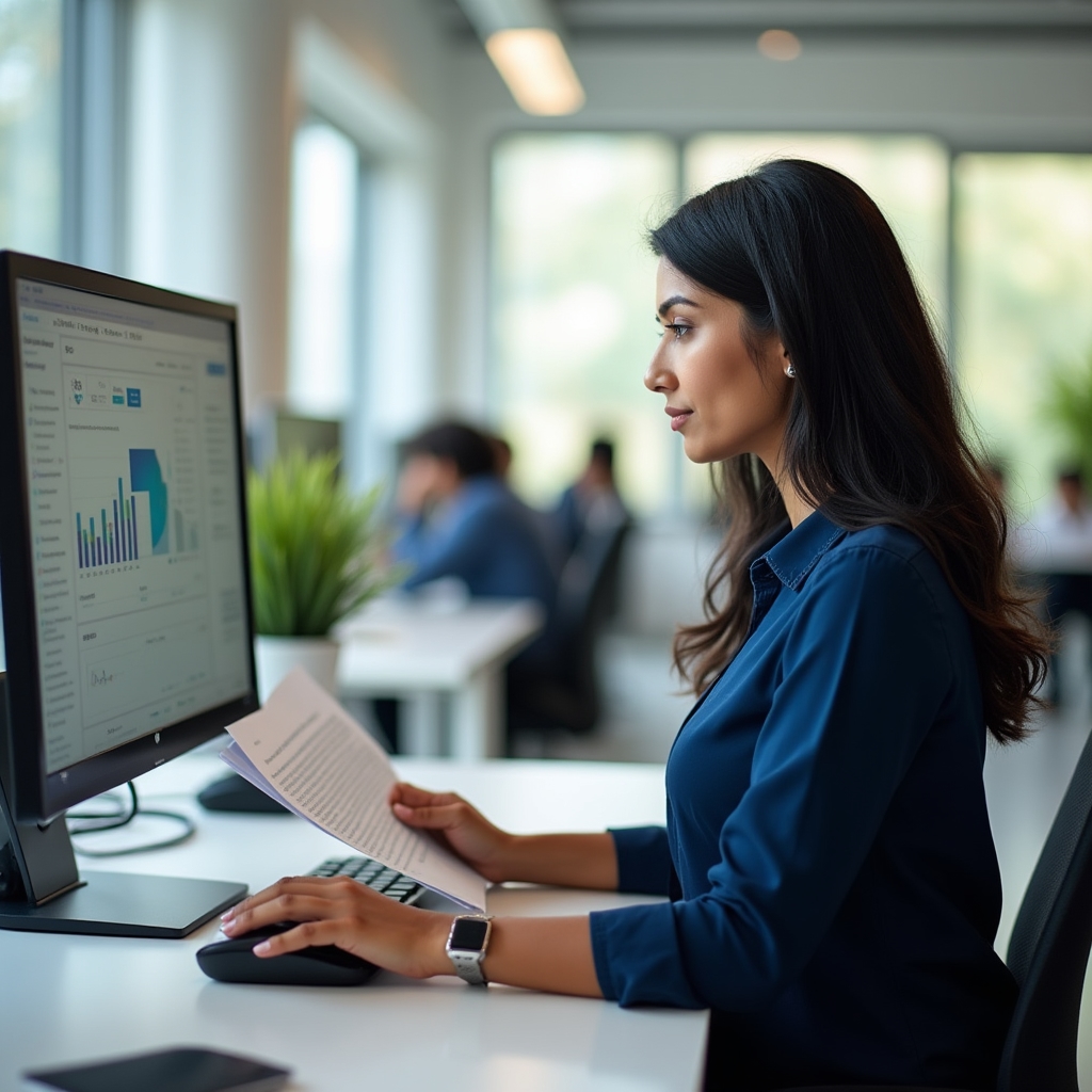 Operatore che utilizza il software gestionale nella routine quotidiana